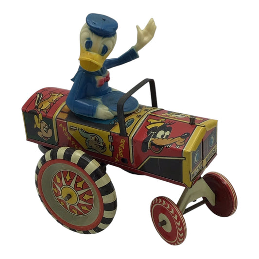 Vintage 1950s Disney Tin Windup Donald Duck Dipsy Car Toy