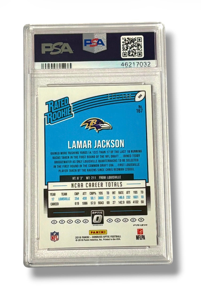 2018 Donruss Optic Orange /199 Lamar Jackson Rookie RC PSA 9 - 46217032