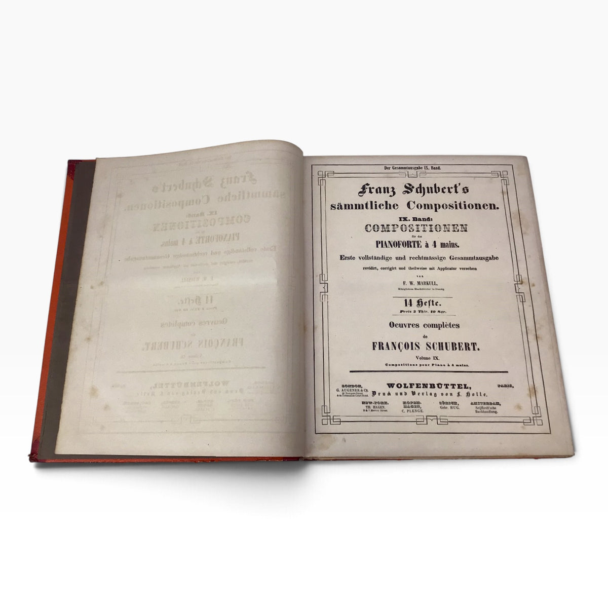 Franz Schubert Complete Compositions Piano Four Hands 1 Volume 9 – Antique German Piano Music Sheet Book