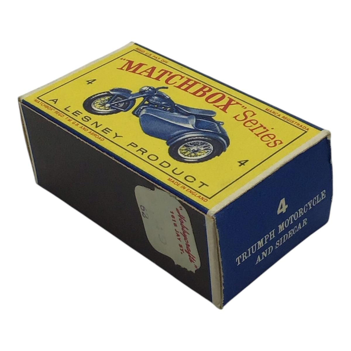 Lesney Matchbox Series #4 Triumph Motorcycle & Sidecar w/ Original Box