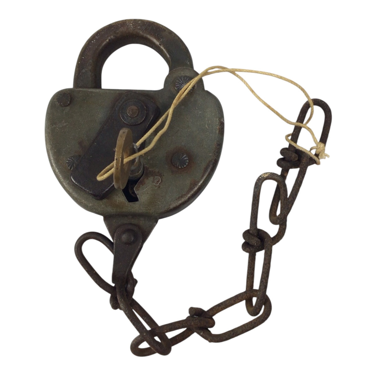 Antique Padlock w/ 1 Key - Works!