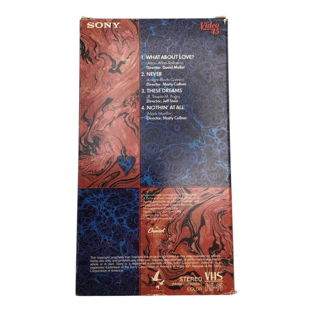 Heart Music Videos VHS Tape