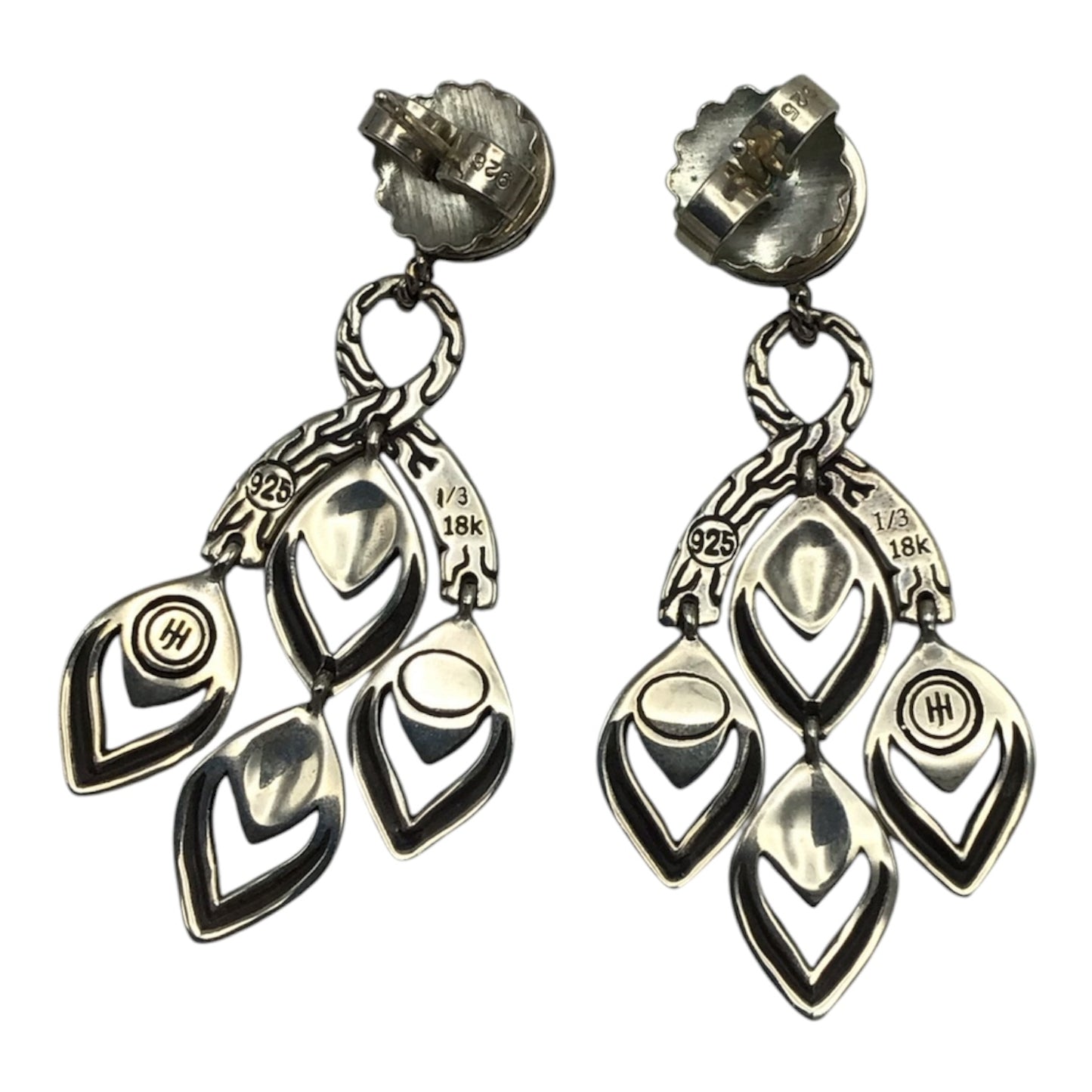 John Hardy Sterling Silver 18k Gold Legends Naga Dangle Chandelier Earrings
