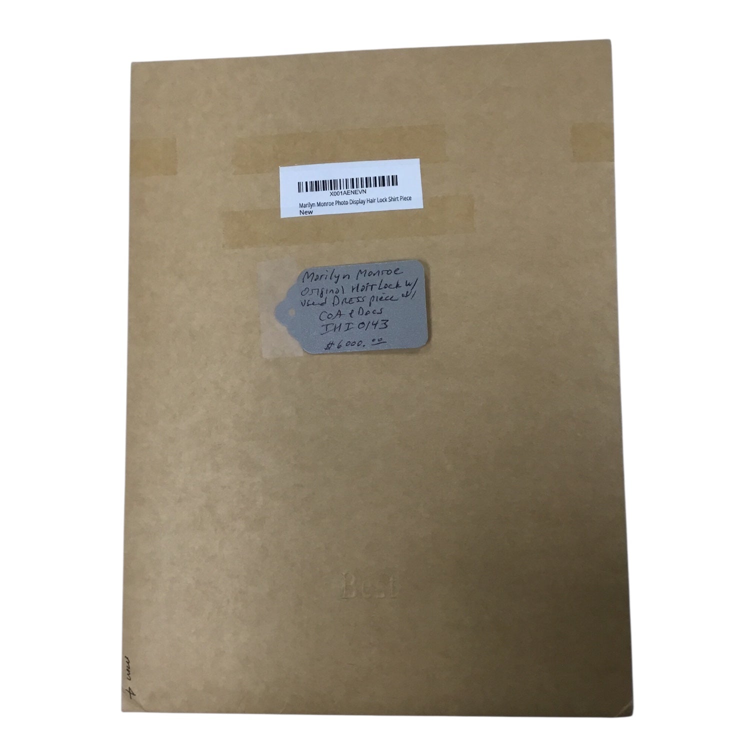 Marilyn Monroe Original Hair Lock with Used Dress Piece and COA