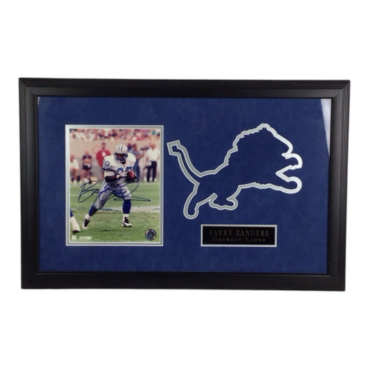 Framed Barry Sanders Detriot Lions Signed Photo - Official NFL Product