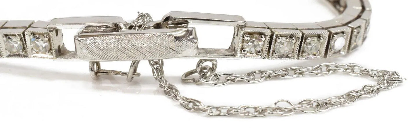 OMEGA 4.33 CTTW Diamond Art Deco Style Watch | Platinum & 14K White Gold