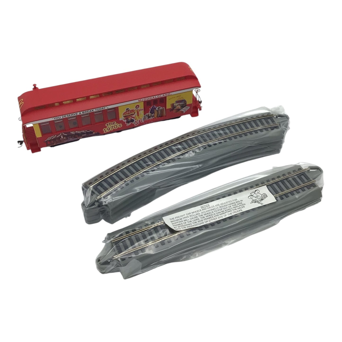 Hawthorne Village McDonald's 50th Anniversary Train Car Set of 4 w/ Tracks