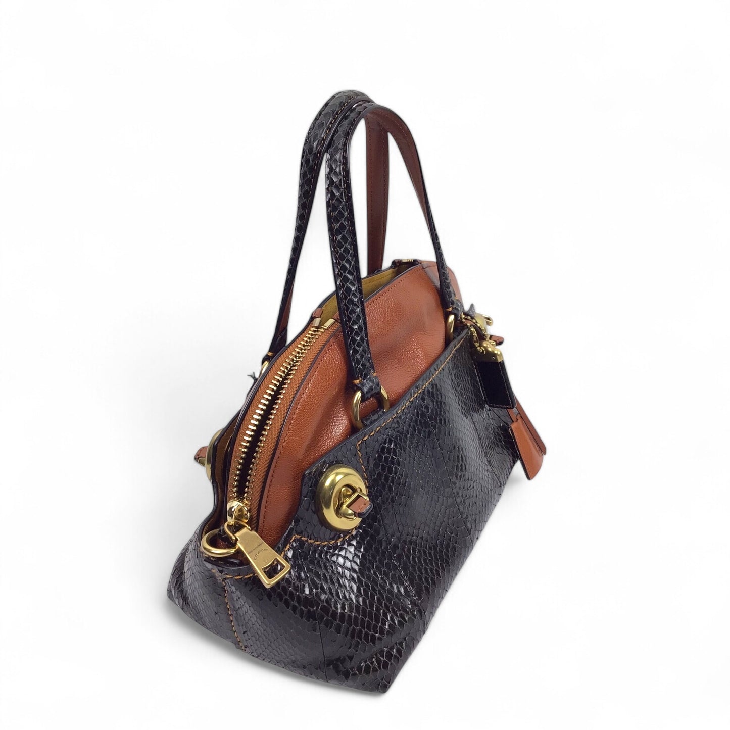 Coach Outlaw Snakeskin Shoulder Bag – Brown Leather & Black Snakeskin