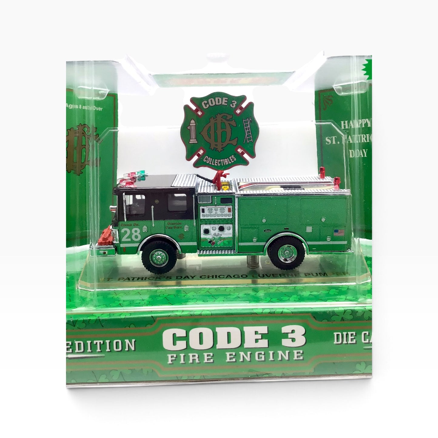Code 3 Luverne Pumper Fire Engine #12225 1:64 St. Patrick's Day Chicago – Limited Edition