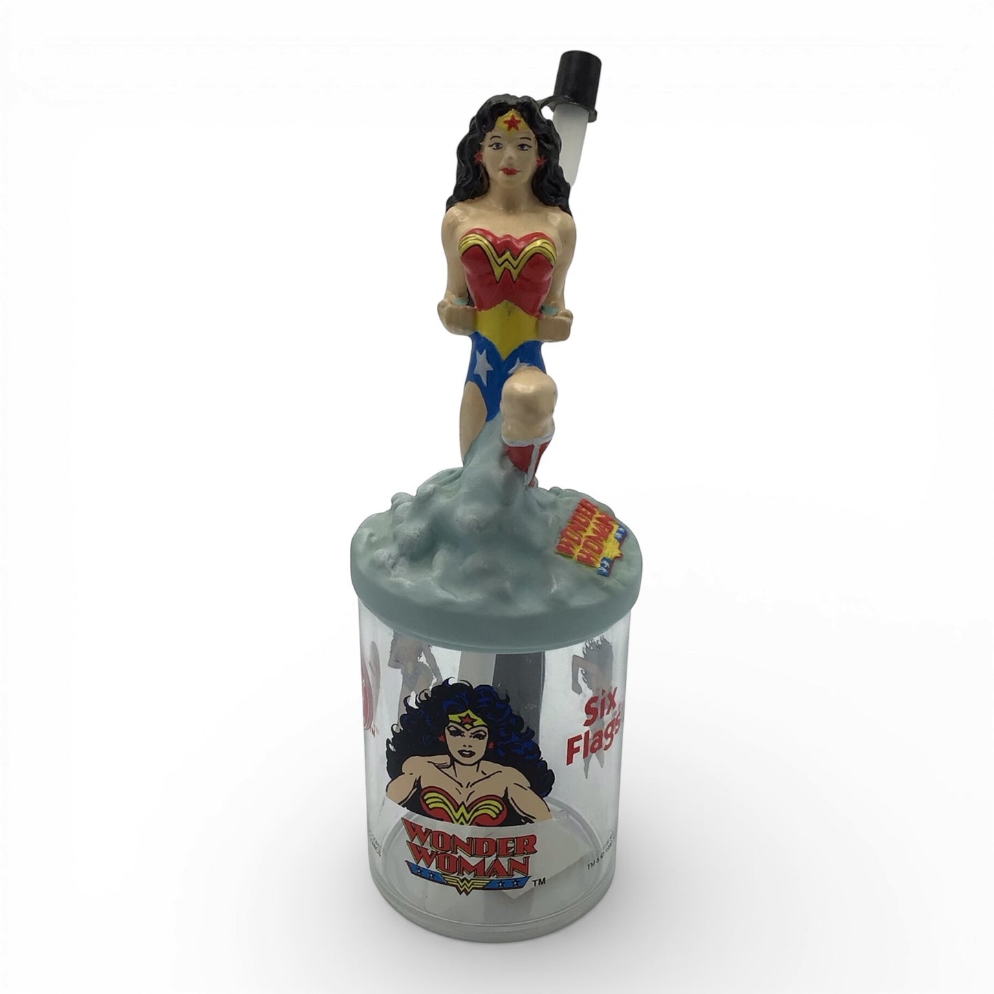 RARE Six Flags Wonder Woman Cup with Straw 1998