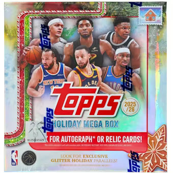 2025-26 Topps Holiday NBA Basketball Mega Box - Exclusive Glitter Holiday Cards!