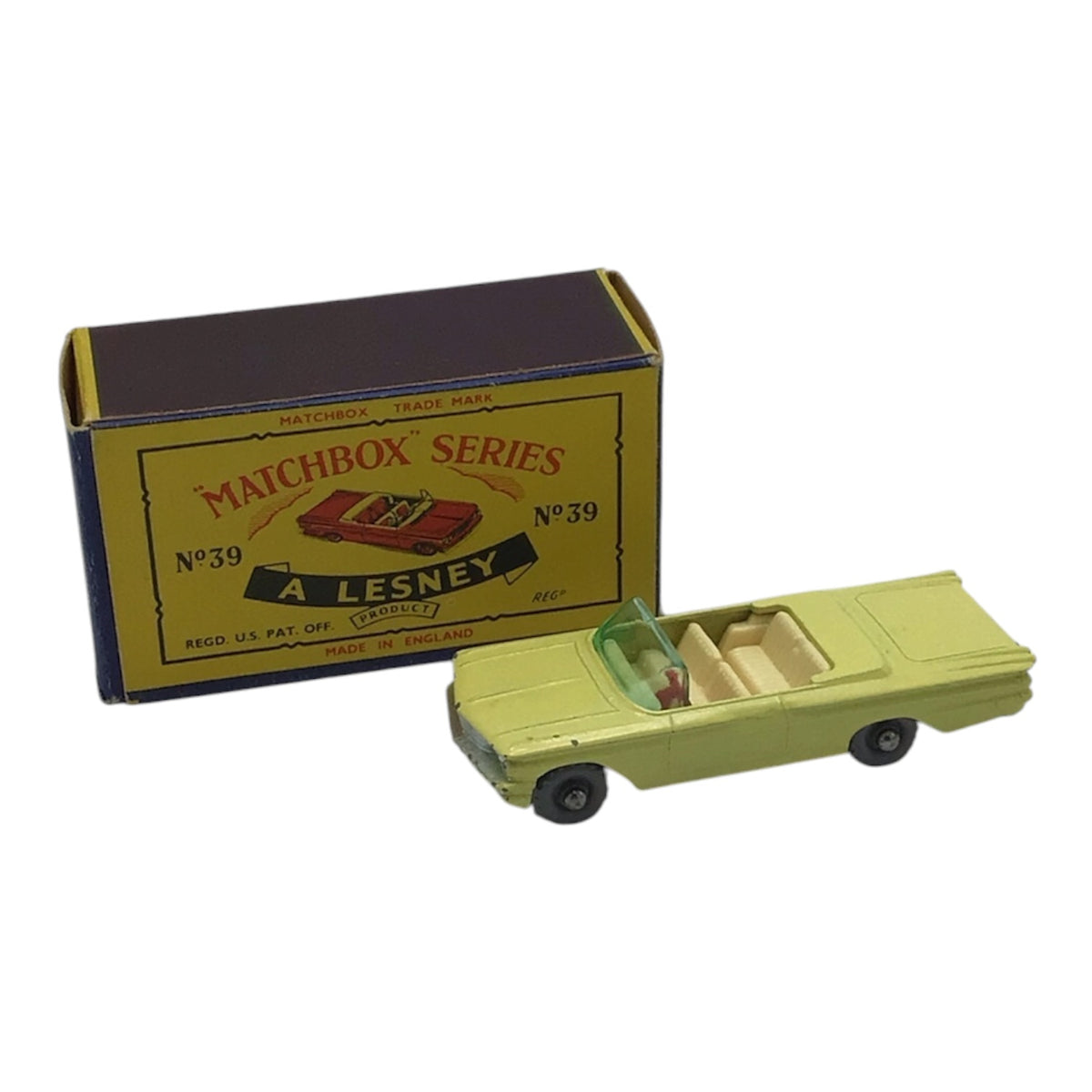 Lesney Matchbox Series No. 39 Pontiac Convertible w/ Original Box