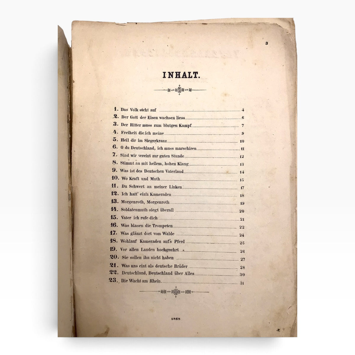 Germany: Collection of the Most Patriotic Songs Antique Pianoforte Music Sheet – Sammlung der beliebtesten Vaterlandslieder