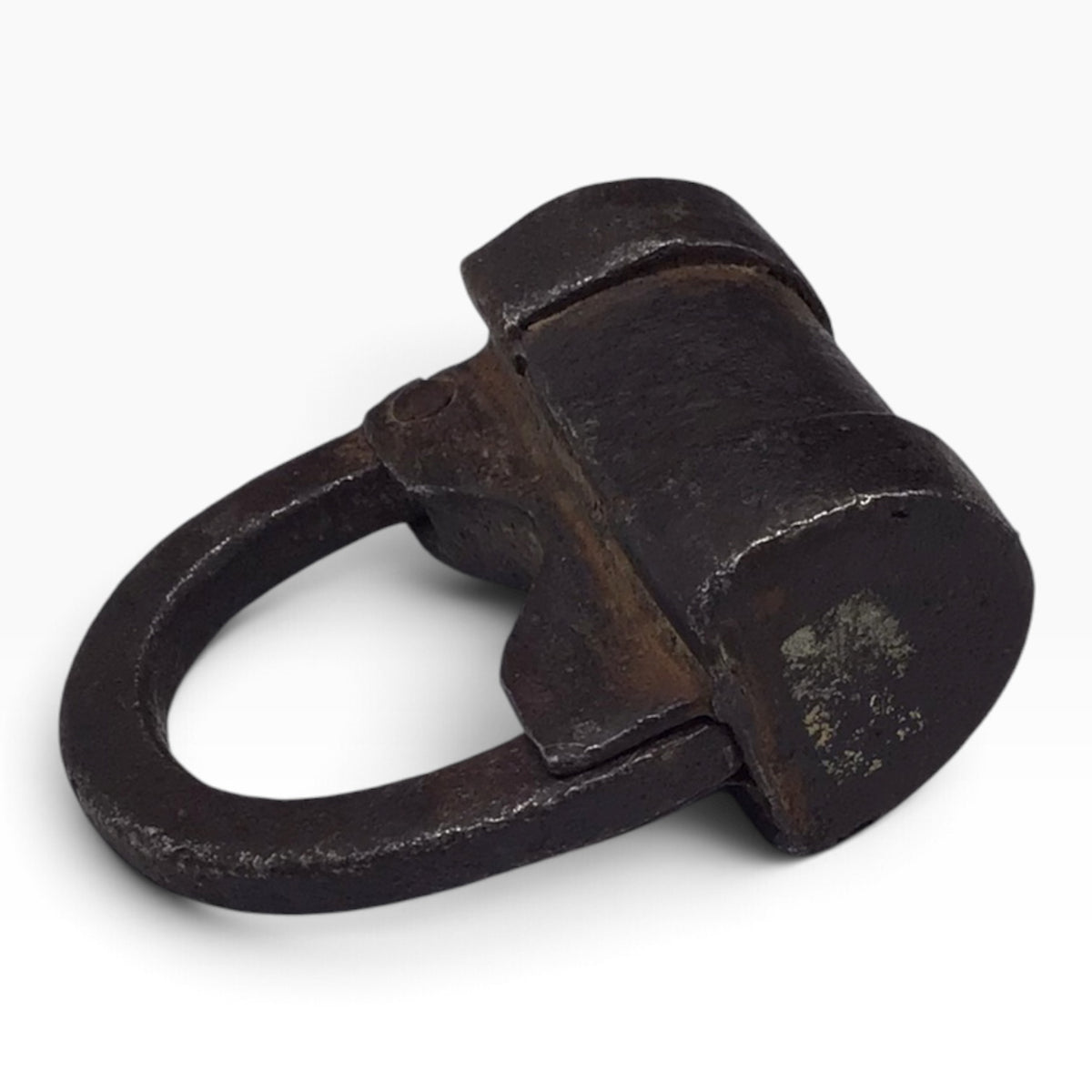 Antique Iron Barrel Padlock with Threaded Screw-Type Key
