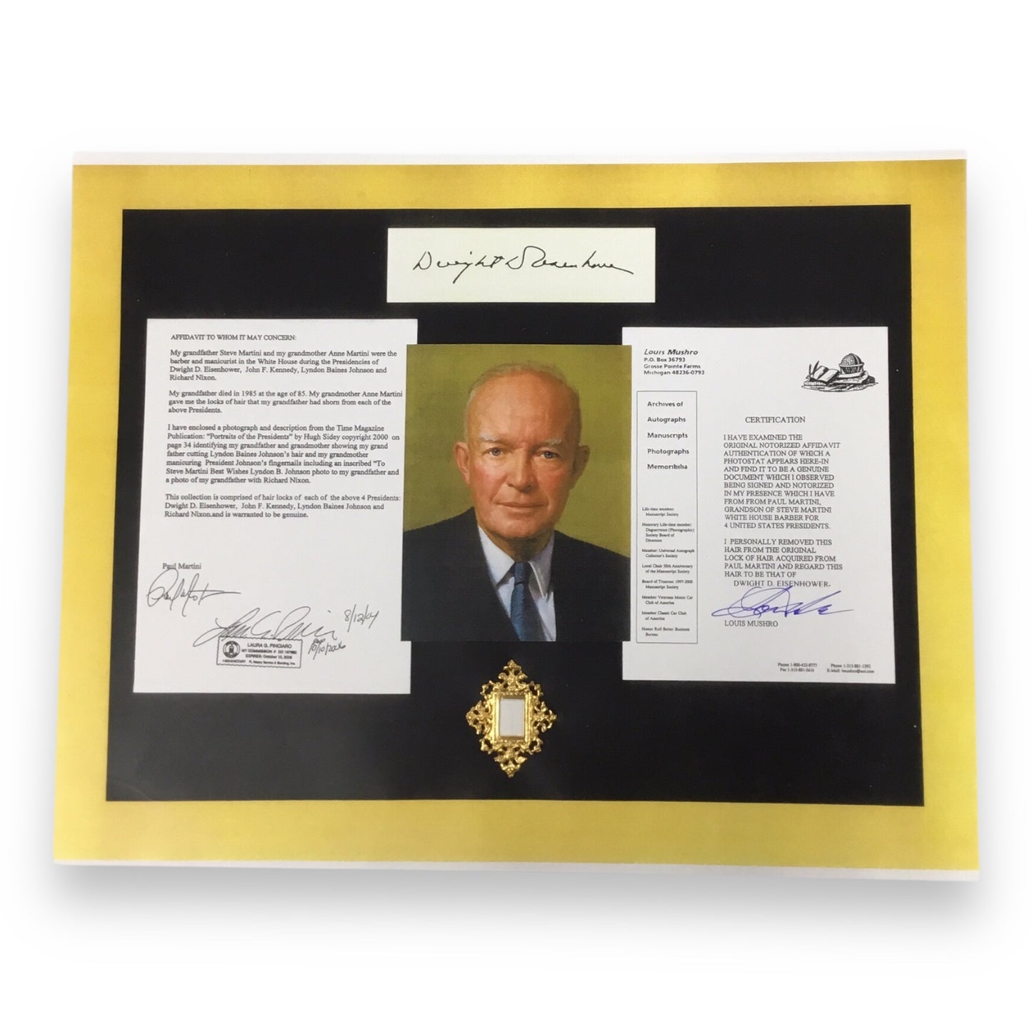 Dwight D. Eisenhower Hair Clipping with COA