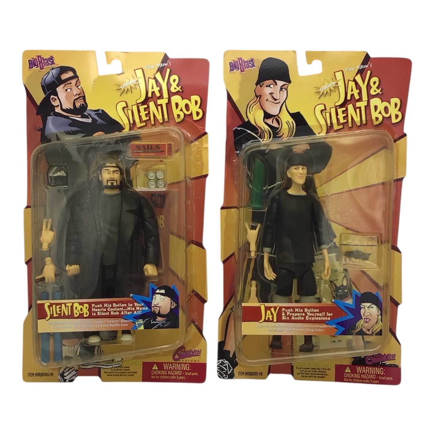 Jay & Silent Bob Talking Action Figure Set of 2 - Graphitti Designs 1998