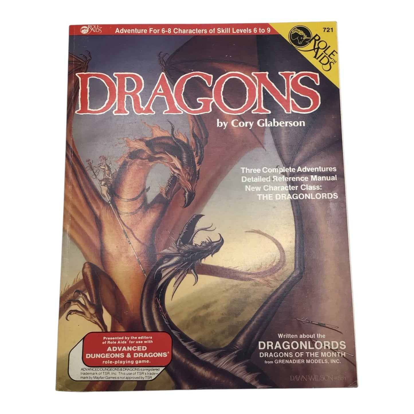 Advanced Dungeons & Dragons Role Aids Dragons by Cory Glaberson 1986
