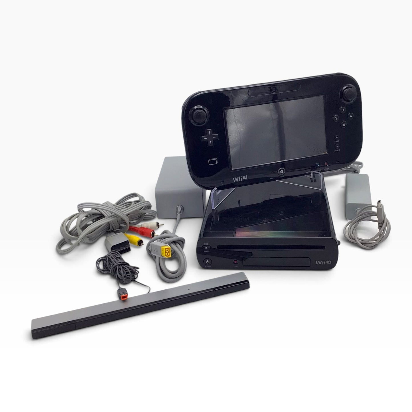 Nintendo Wii U Deluxe 32GB Black Console WUP-101(02) – GamePad WUP-010(USA) & Cables – Tested & Working