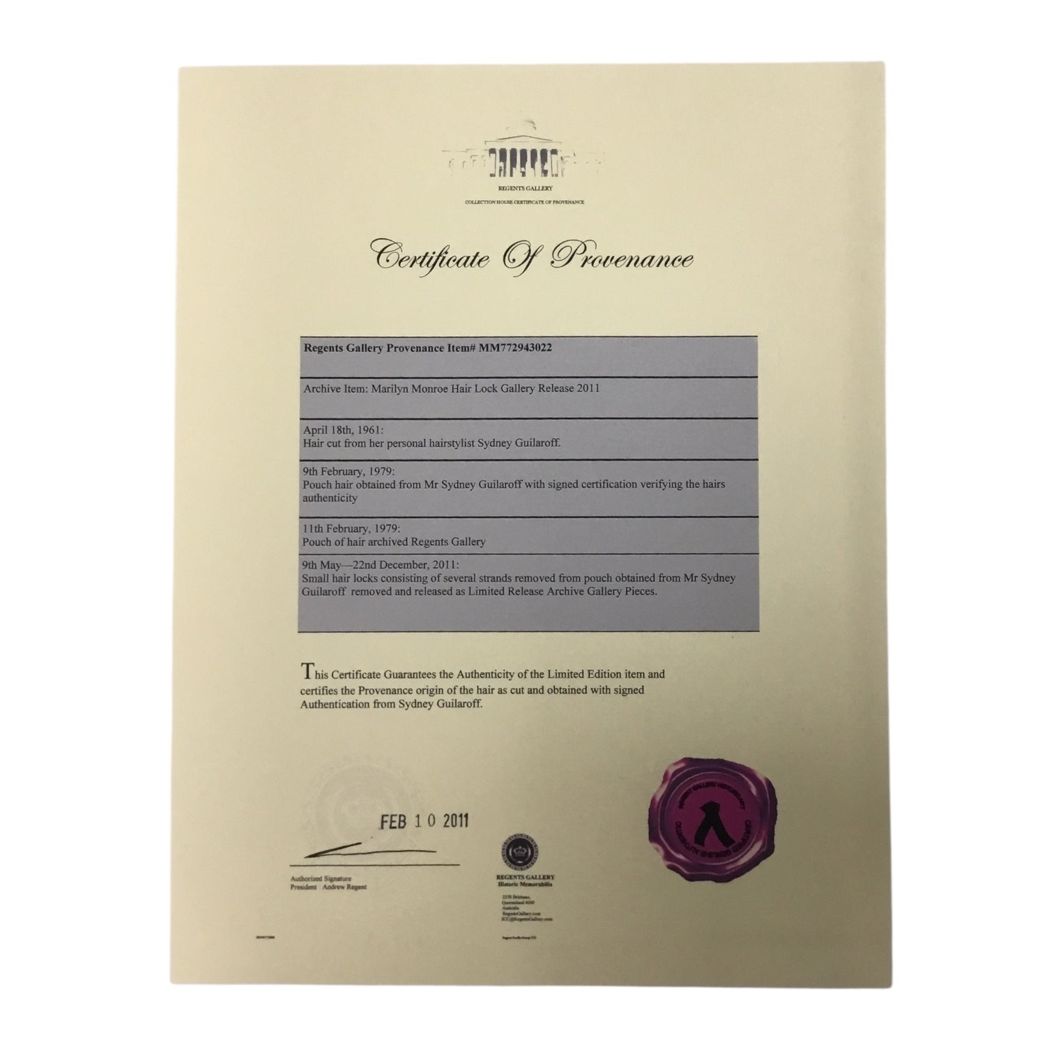 Marilyn Monroe Original Hair Lock with Used Dress Piece and COA