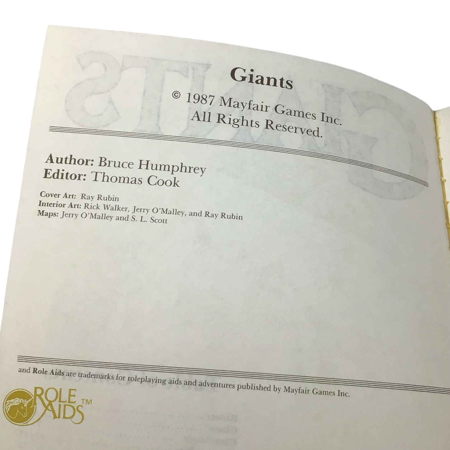Advanced Dungeons & Dragons Role Aids Giants by Bruce Humphrey 1987