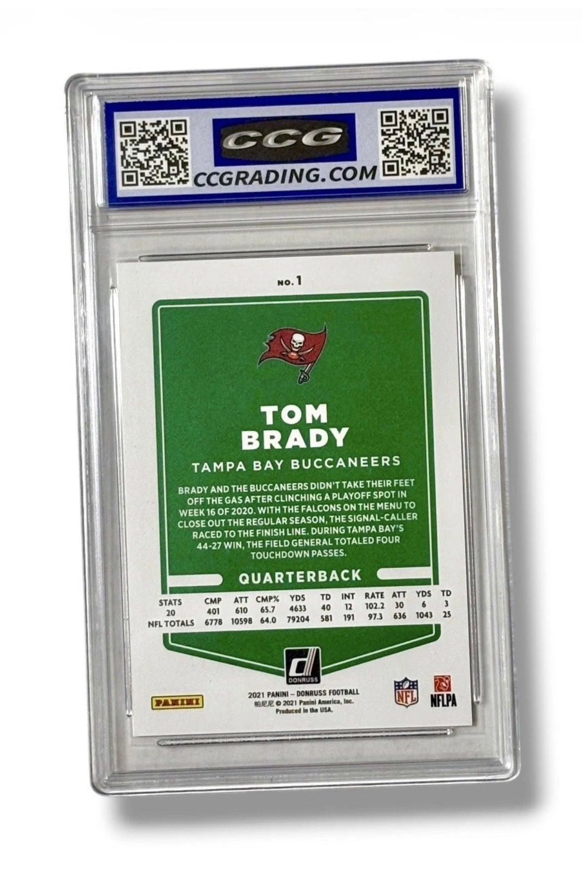 2021 Panini Donruss Premium #1 Gold Press Proof Tom Brady CCG 10 - 748698895