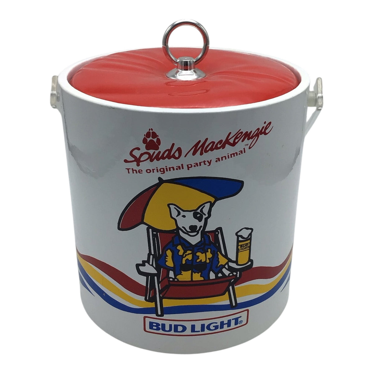 1987 Bud Light Spuds Mackenzie Beach Themed Plastic Ice Bucket