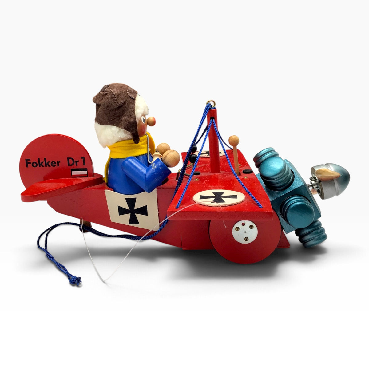 Steinbach German Red Baron Fokker Dr.I Smoking Airplane Man - Music Box