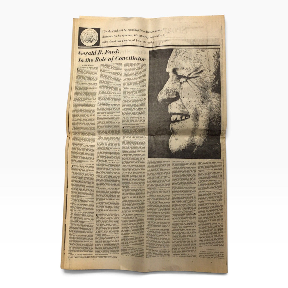 Washington Post August 9, 1974 – Nixon Resigns – Ford Takes Over Presidency – Complete Edition with Supplement