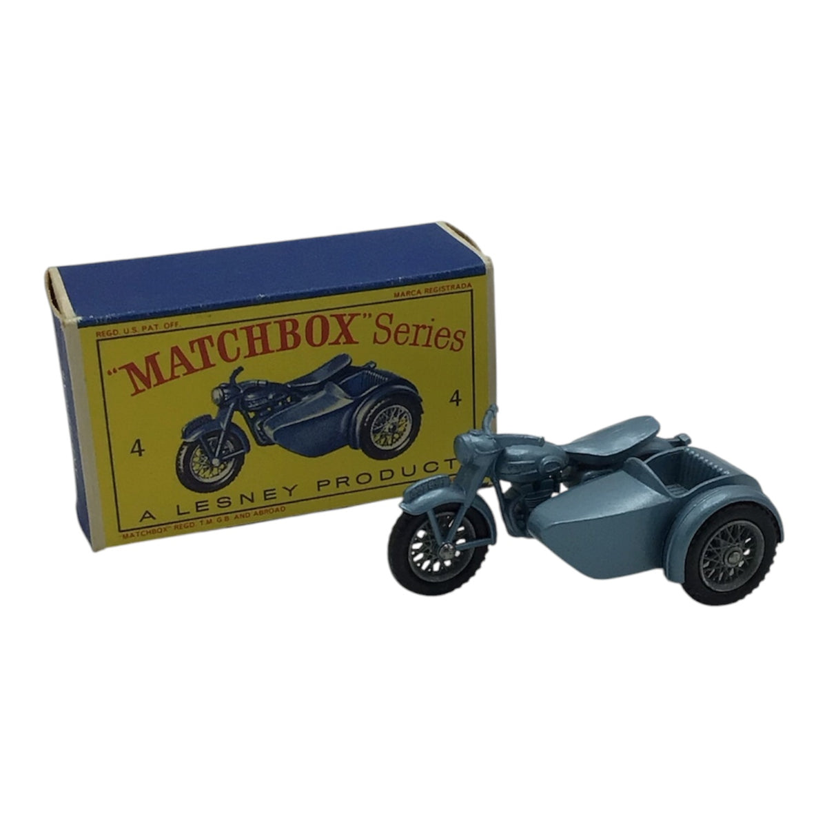 Lesney Matchbox Series #4 Triumph Motorcycle & Sidecar w/ Original Box