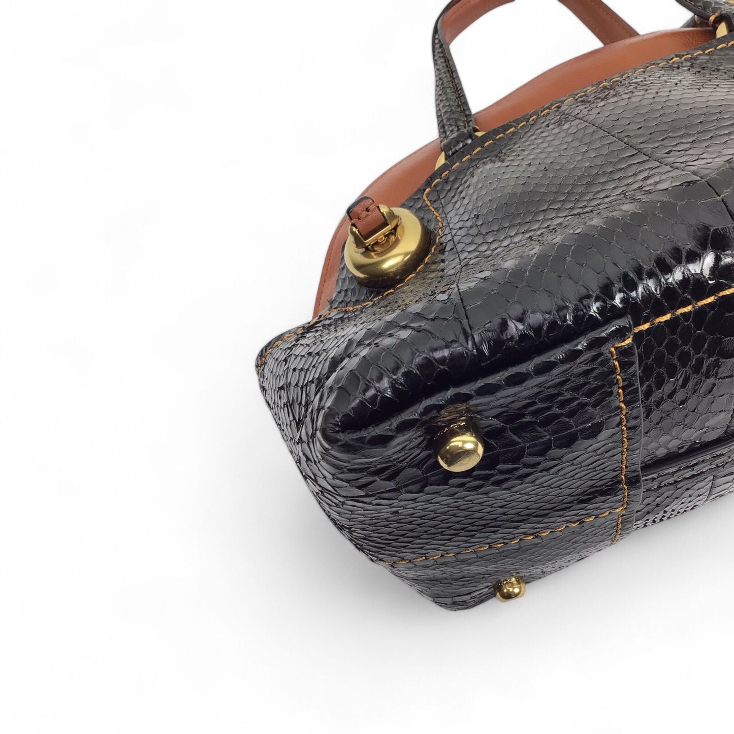 Coach Outlaw Snakeskin Shoulder Bag – Brown Leather & Black Snakeskin