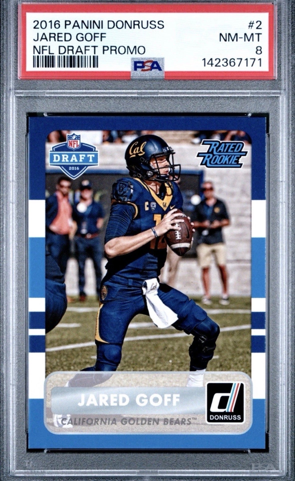 2016 Panini Donruss NFL Draft Promo Rookie RC Pop 10 Jared Goff PSA 8 - 142367171