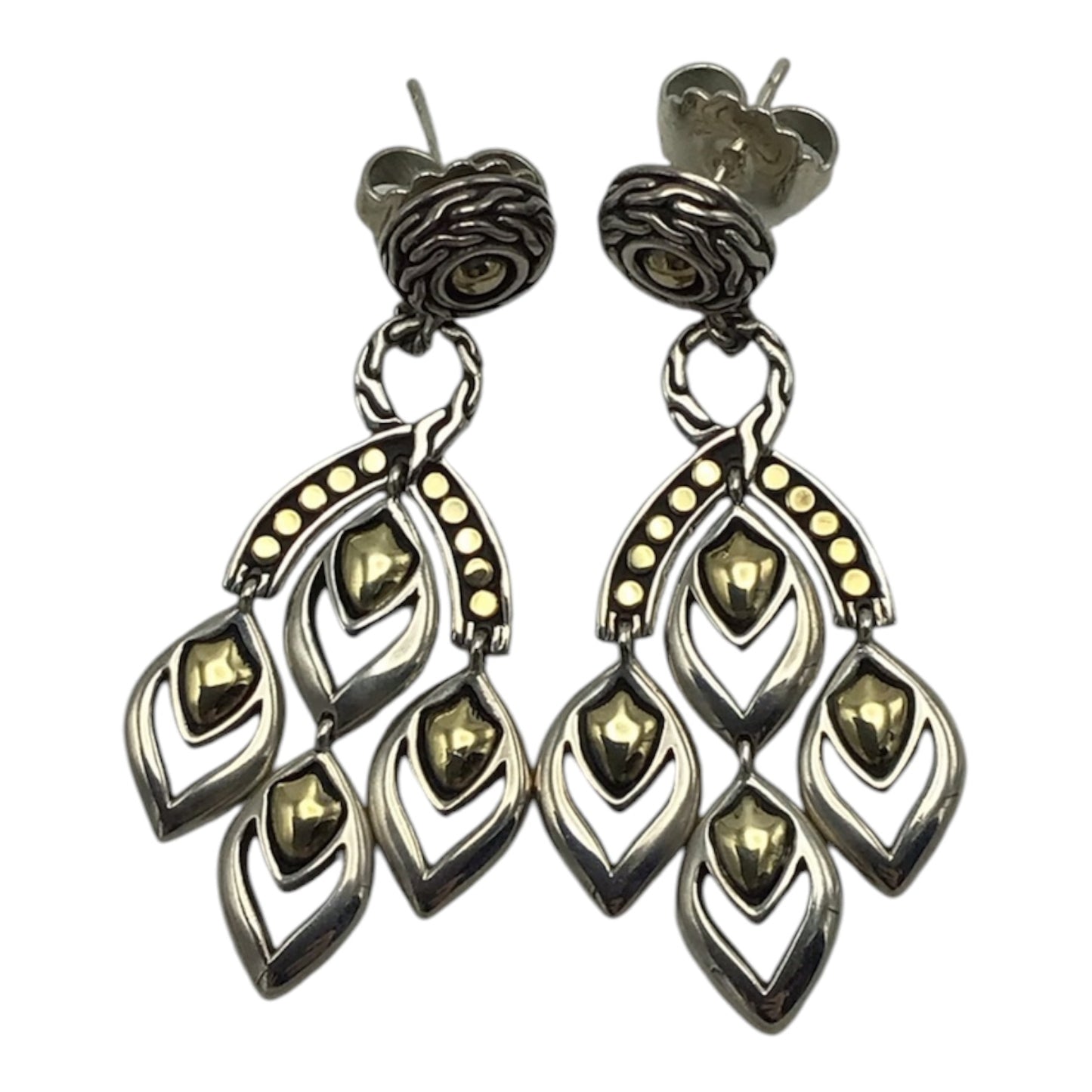 John Hardy Sterling Silver 18k Gold Legends Naga Dangle Chandelier Earrings
