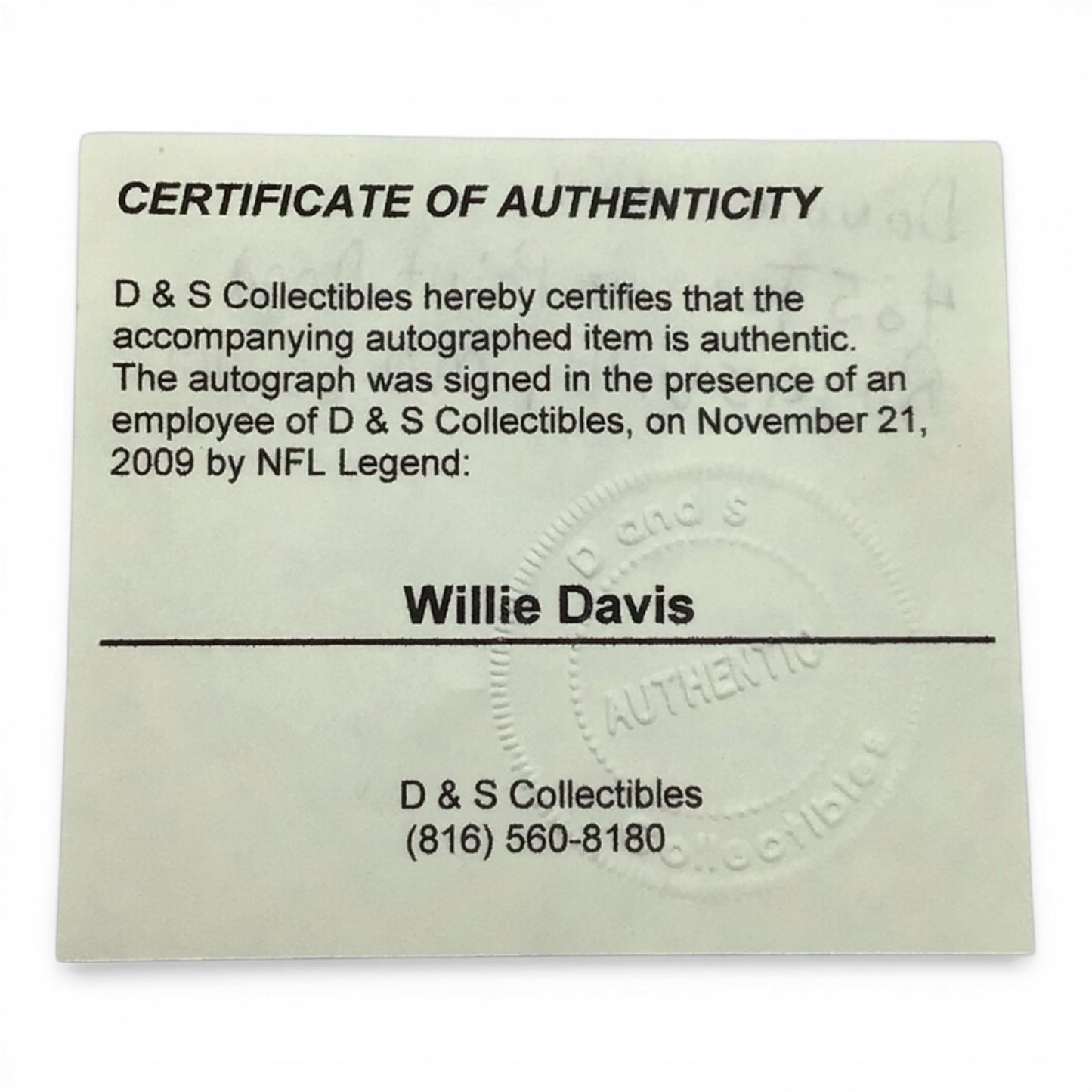 Framed Willie Davis Signed Photo