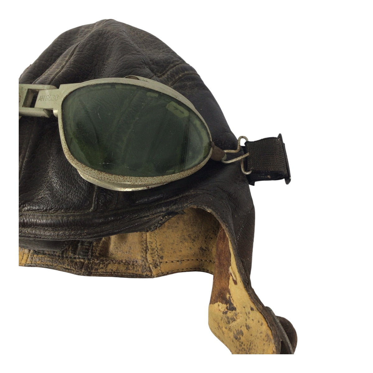 WWII Era Type A-11 Flight Helmet w/ Aviator Goggles