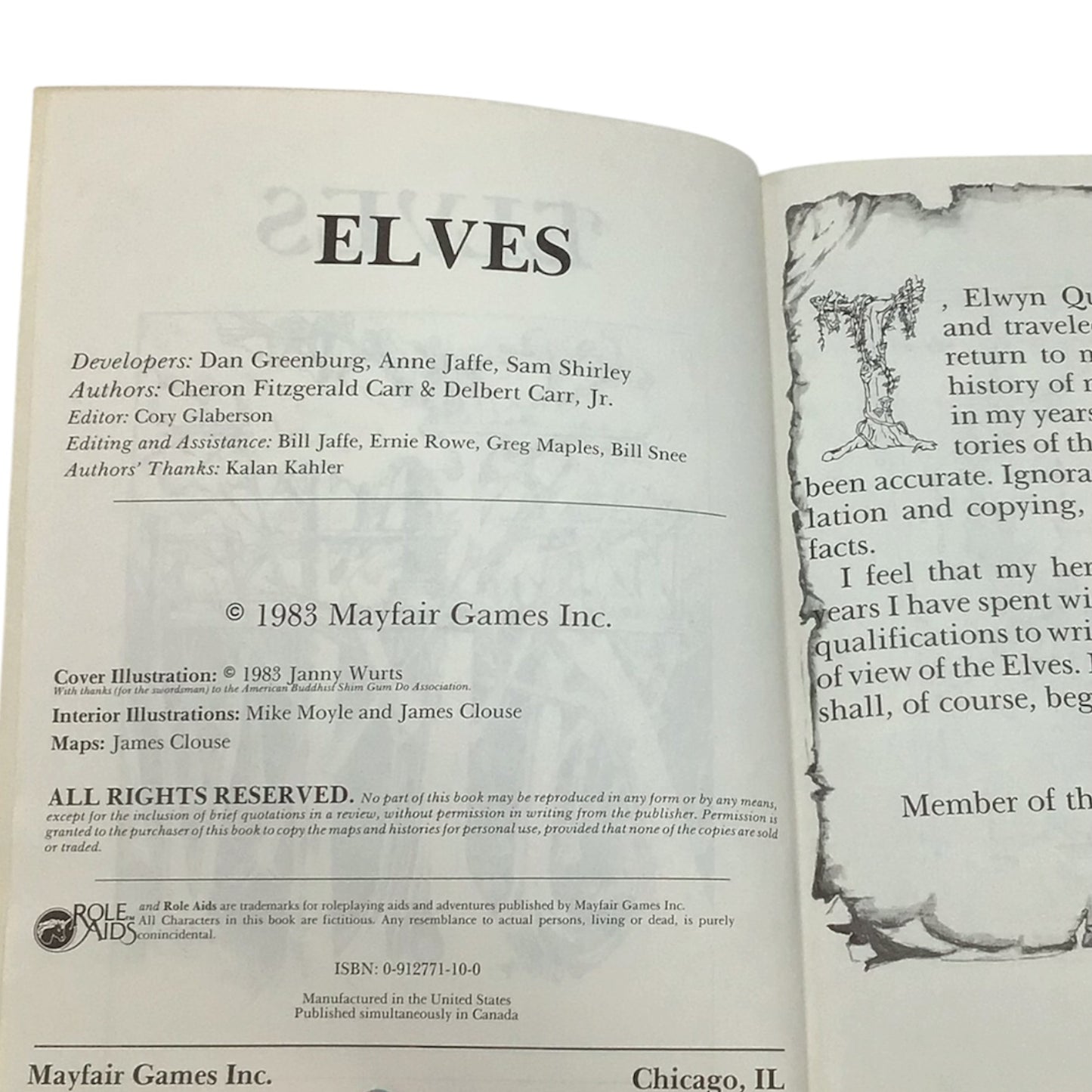 Advanced Dungeons & Dragons Role Aids Elves 1983