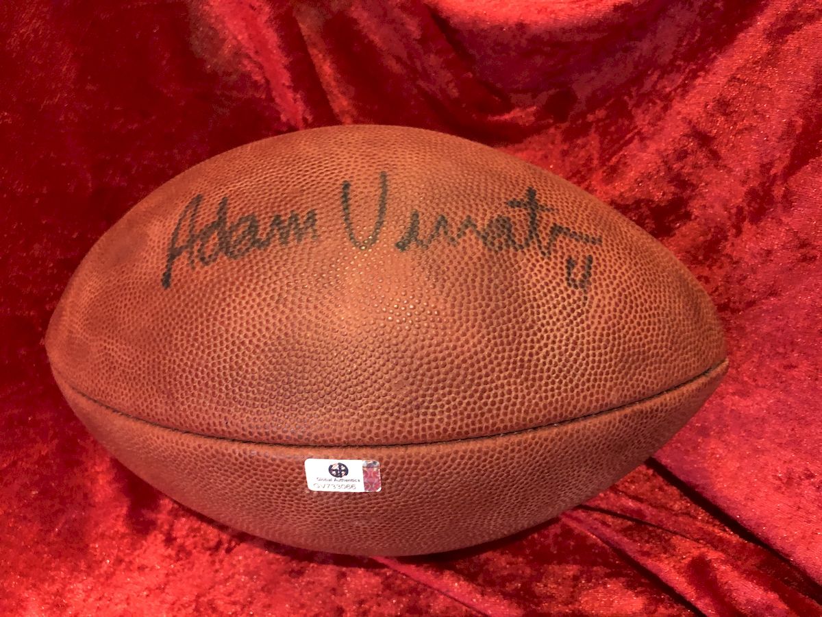 Adam Vinaterri Patriots Certified Authentic Autographed Football Shadowbox