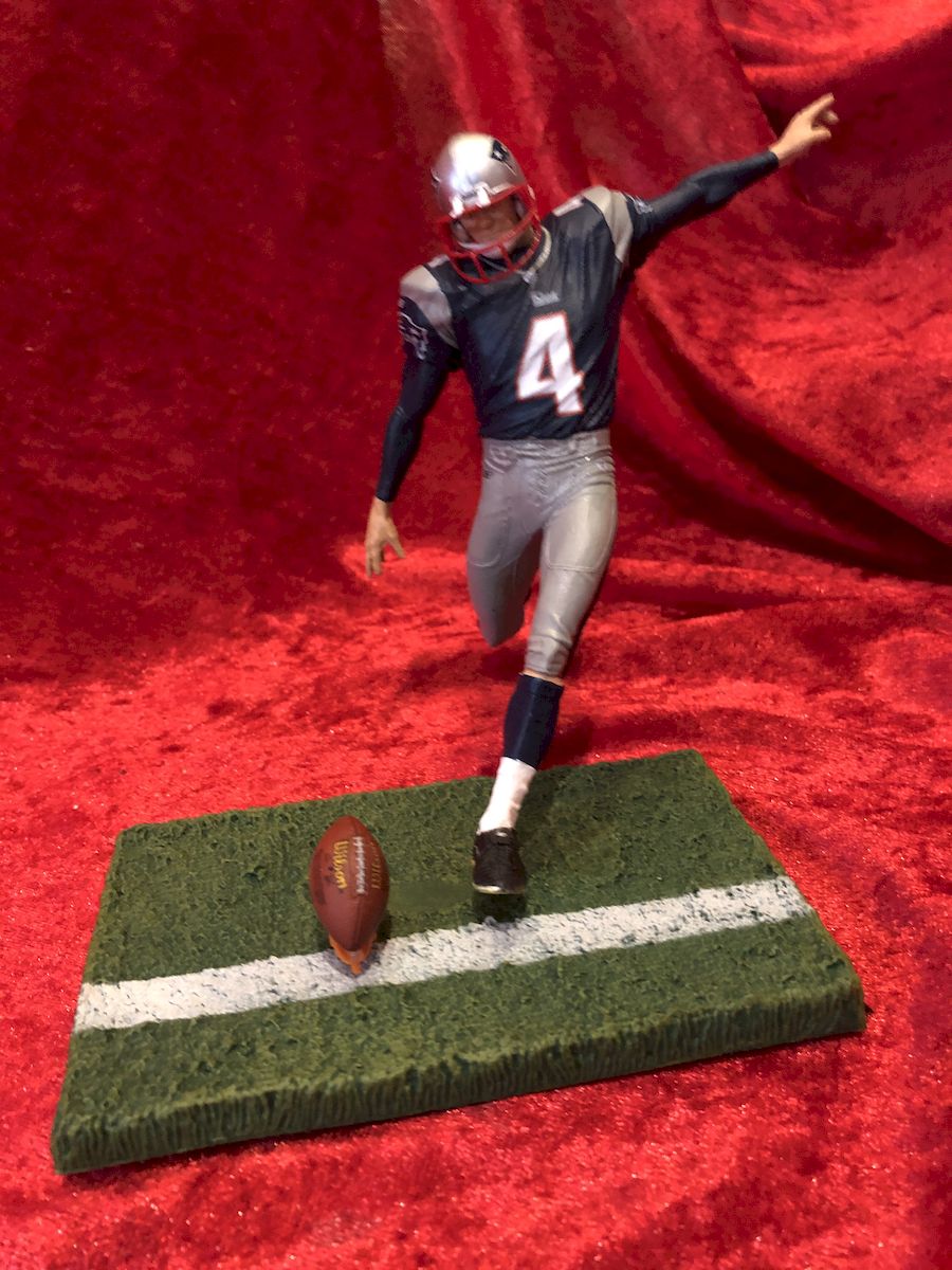 Adam Vinatieri New England Patriots Autographed Football with Action Figure - Certified Authentic