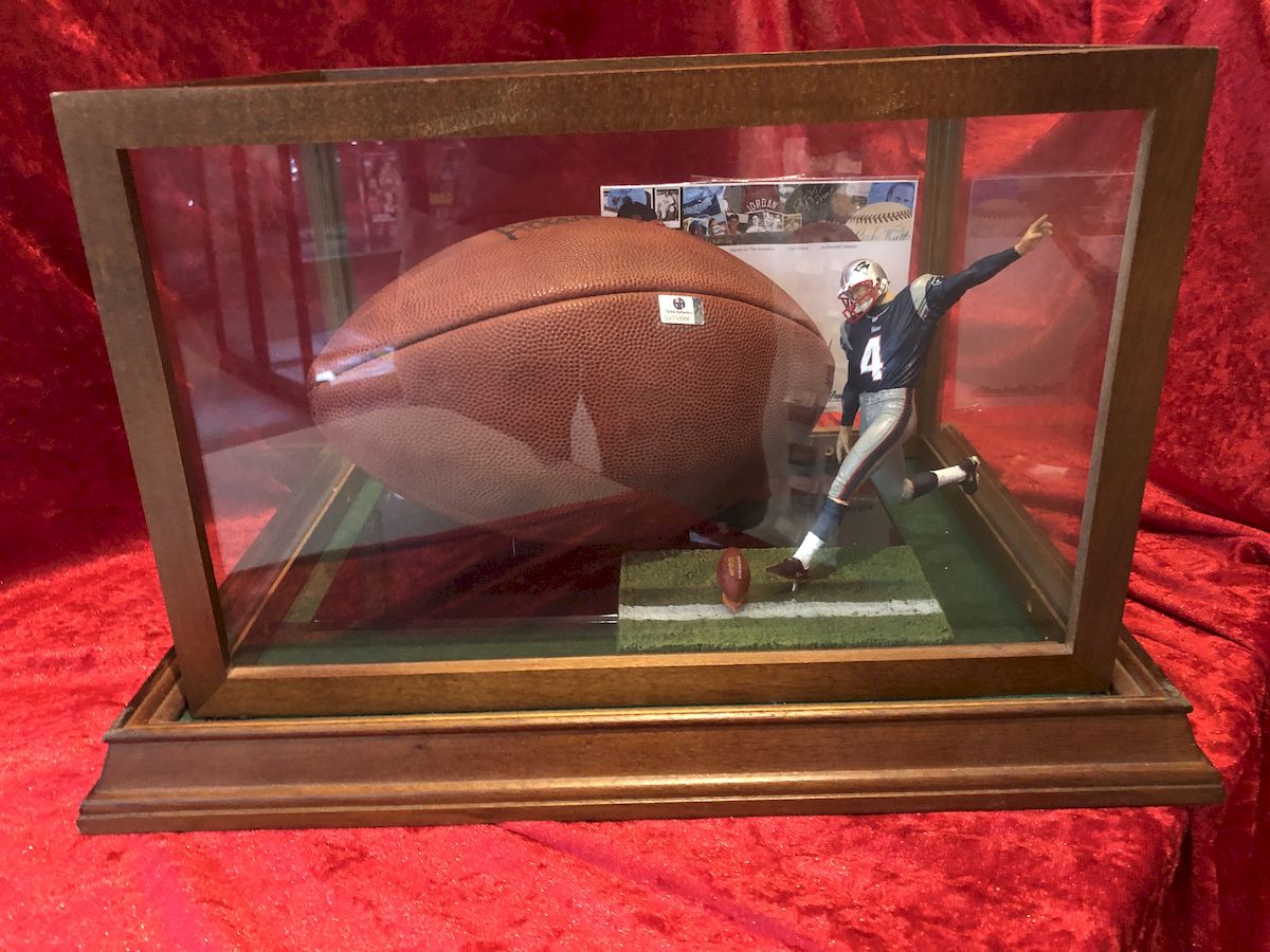 Adam Vinatieri New England Patriots Autographed Football with Action Figure - Certified Authentic