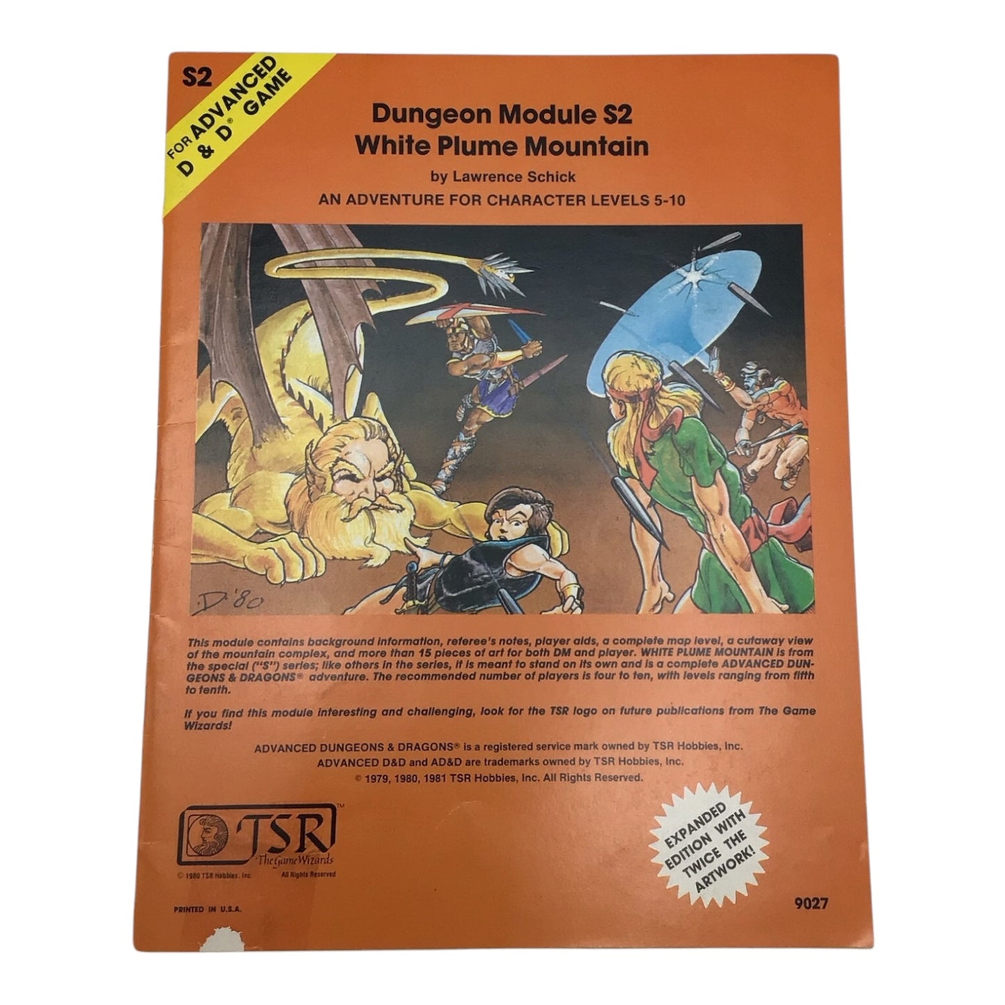 Advanced Dungeons & Dragons Module S2 White Plume Mountain #9027 1981