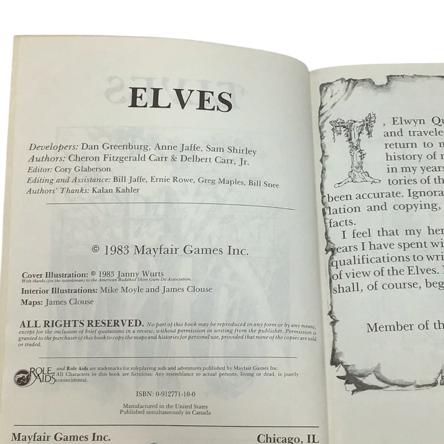Advanced Dungeons & Dragons Role Aids Elves 1983