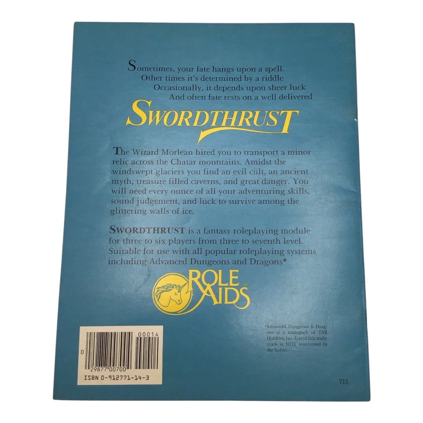 Advanced Dungeons & Dragons Role Aids Swordthrust (1984)
