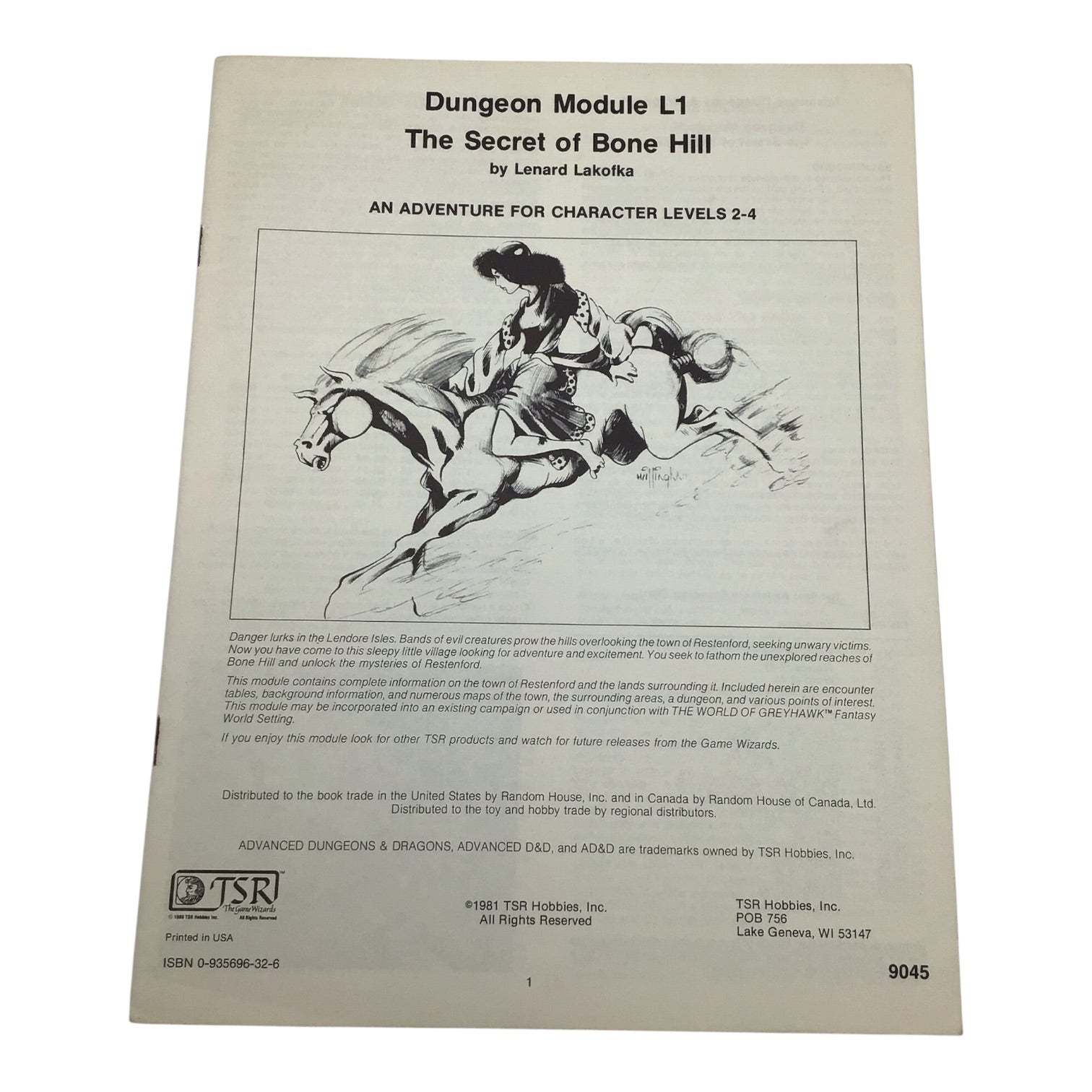 Advanced Dungeons & Dragons The Secret of Bone Hill L1 #9045 1981