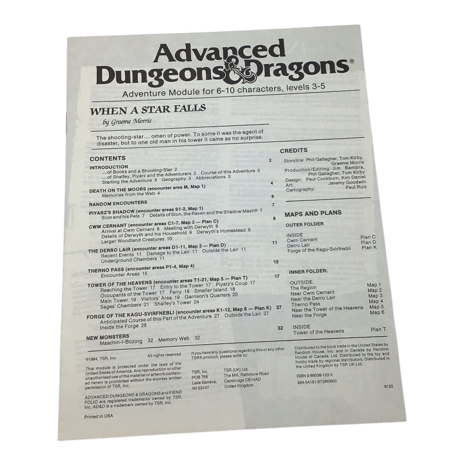 Advanced Dungeons & Dragons When A Star Falls UK4 #9120 1984