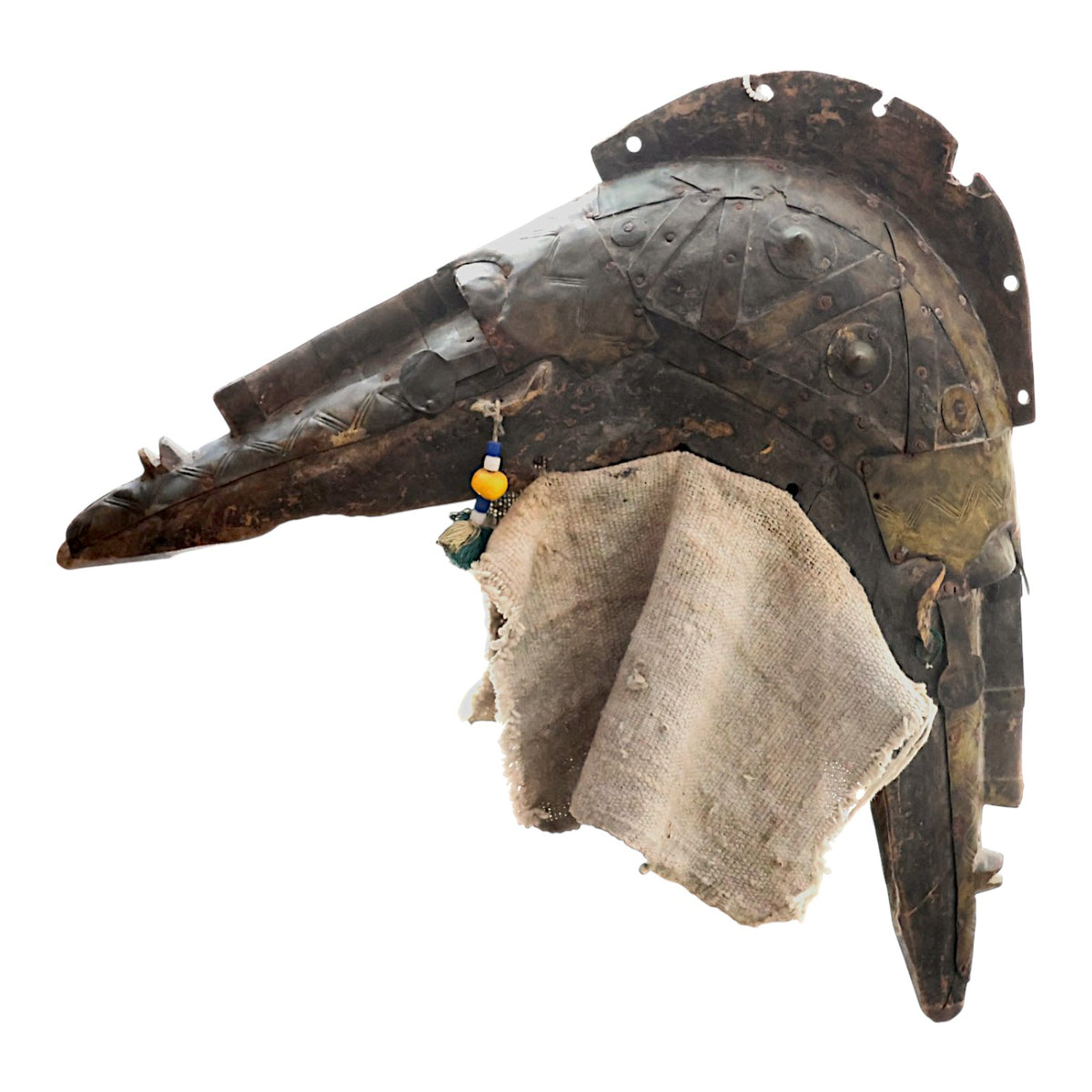 African Mali Marka Janus Double Face Helmet Mask with Metal Accents