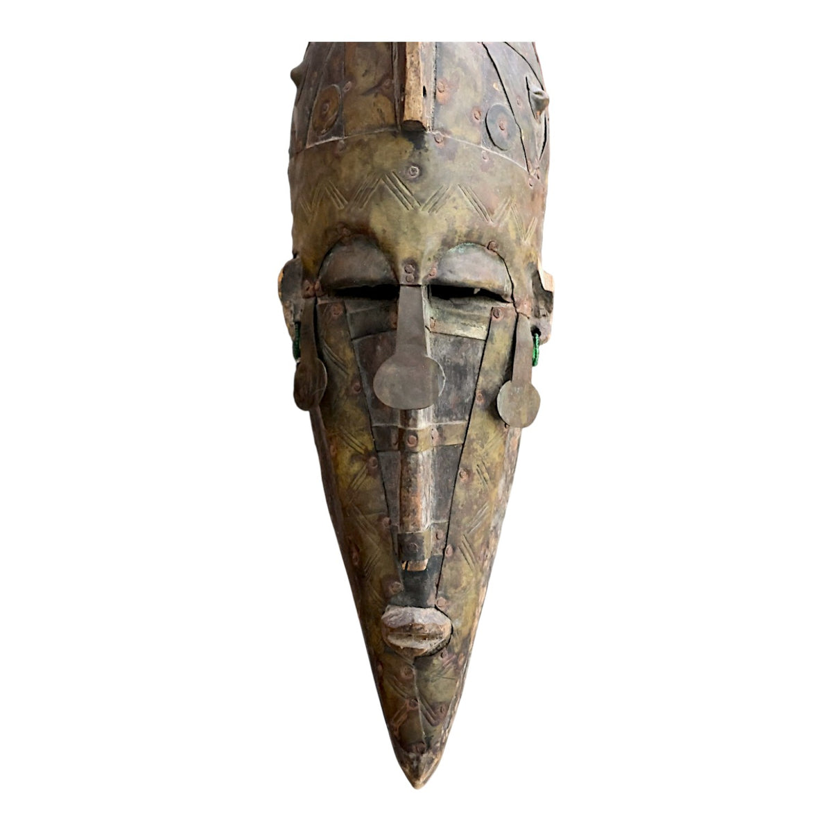 African Mali Marka Janus Double Face Helmet Mask with Metal Accents