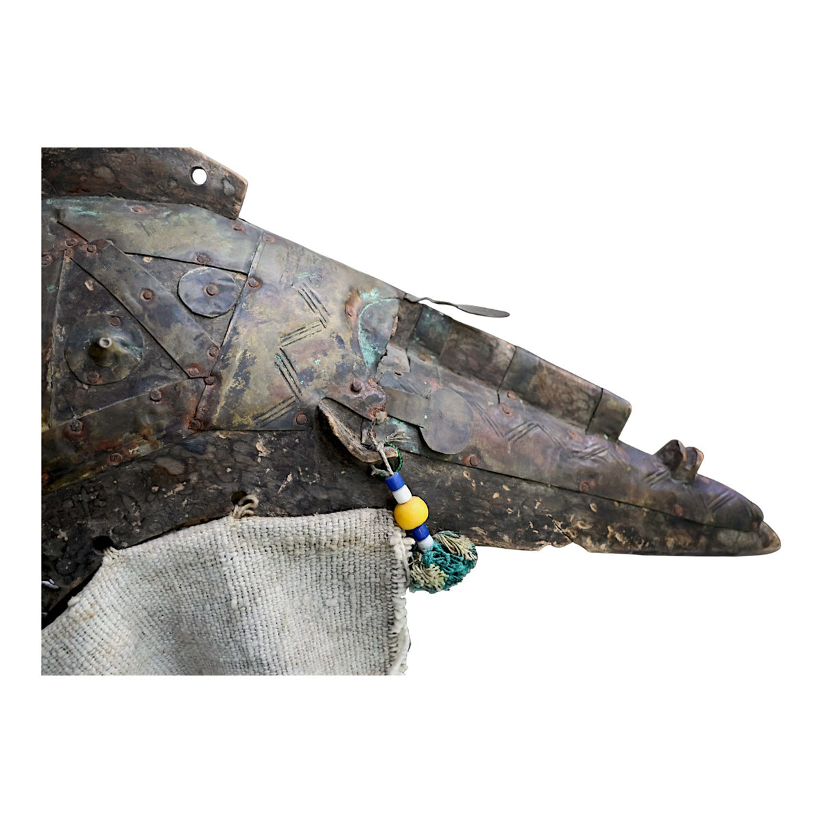 African Mali Marka Janus Double Face Helmet Mask with Metal Accents