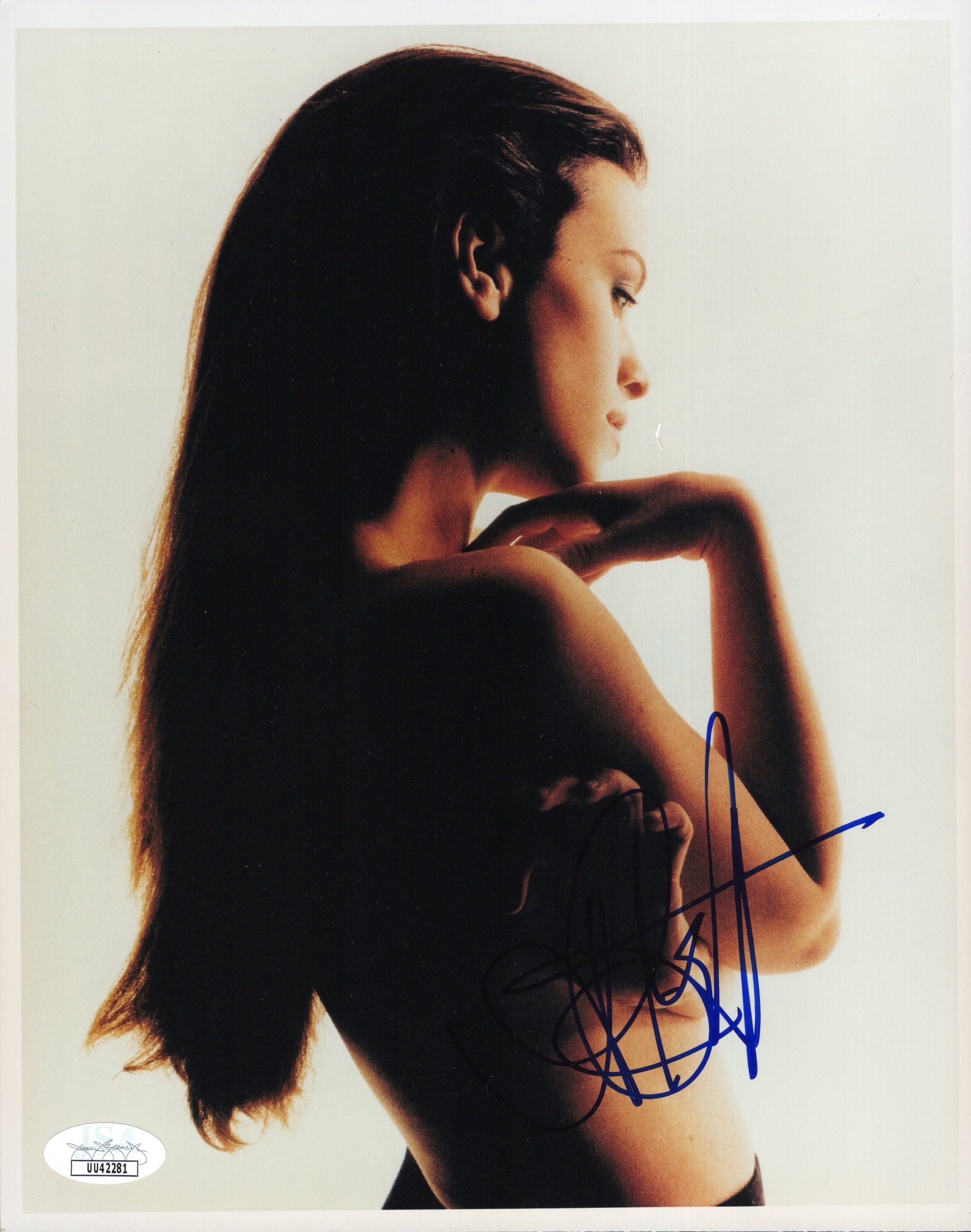 Alanis Morissette Signed Photo, Alanis Morissette Autograph Nude Waist Up Facing Away from Camera Sexy Pose, Rare Early Photo, JSA and PSA Letter Double Certified Authentic UU42281