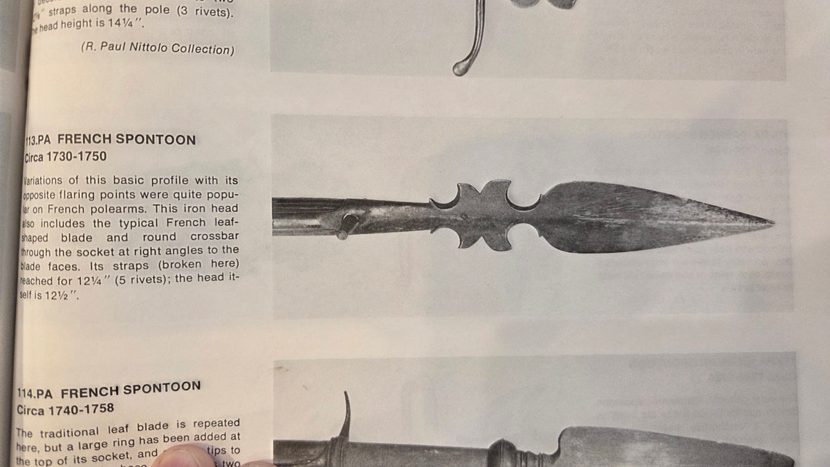 American Revolutionary War Era 18th Century Spontoon Head possibly French C. 1690 – 1750 on Later Pole