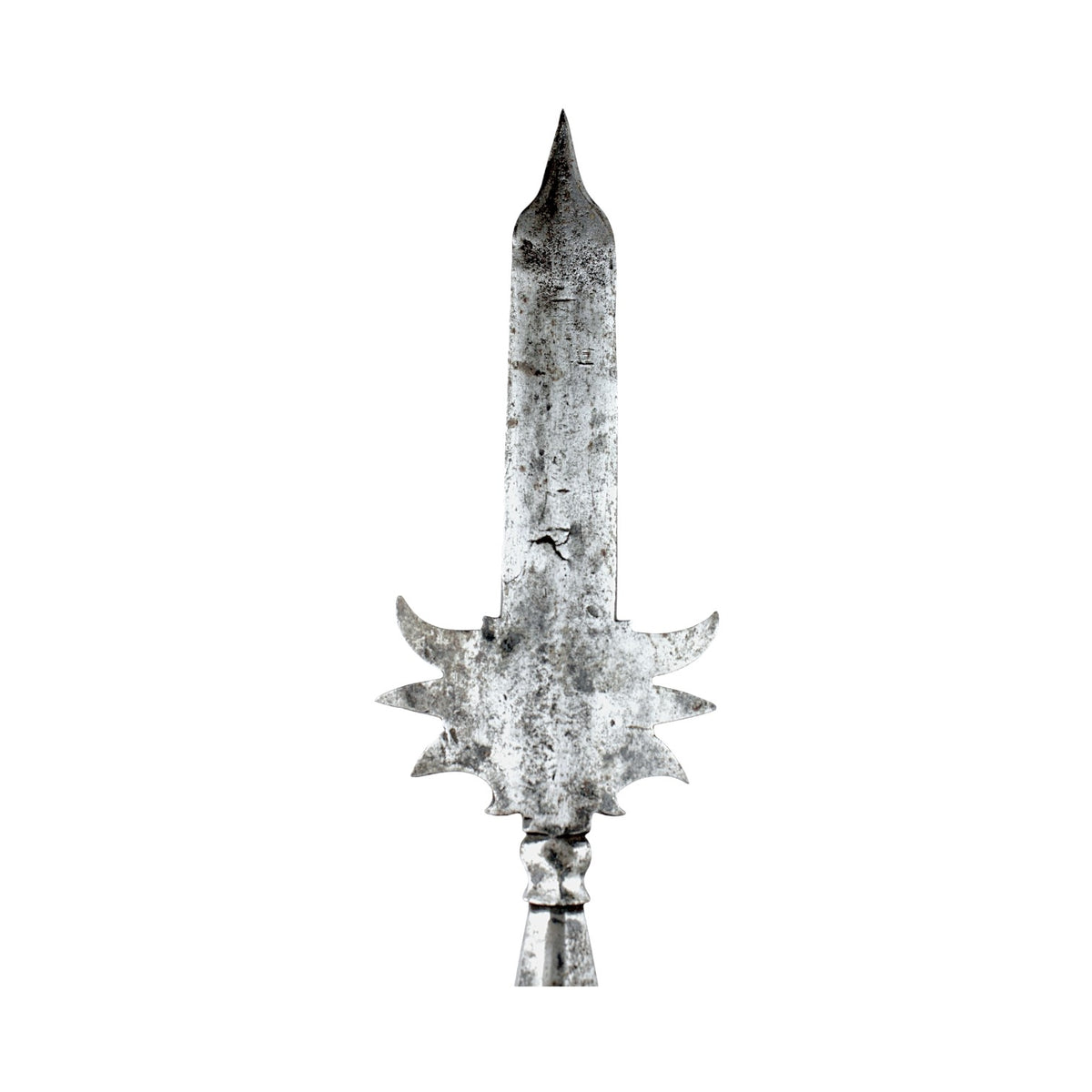American Revolutionary War Era Partisan Spear-Point Halberd Head with Long Haft Straps