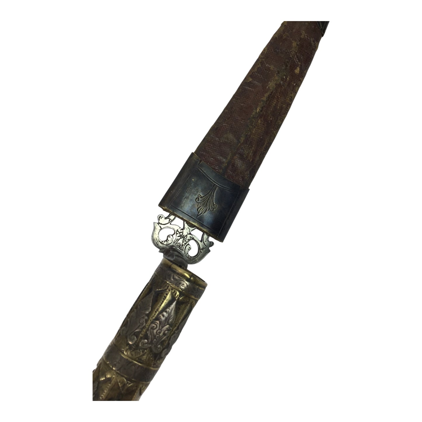 American Revolutionary War Period 18th Century Italian Large Socket Bayonet Dagger with Exquisite Chiseled and Pierced Steel